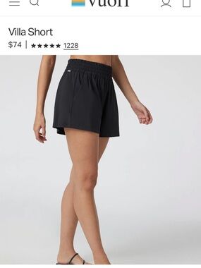 Vuori Women's Villa Shorts, Size M, Black